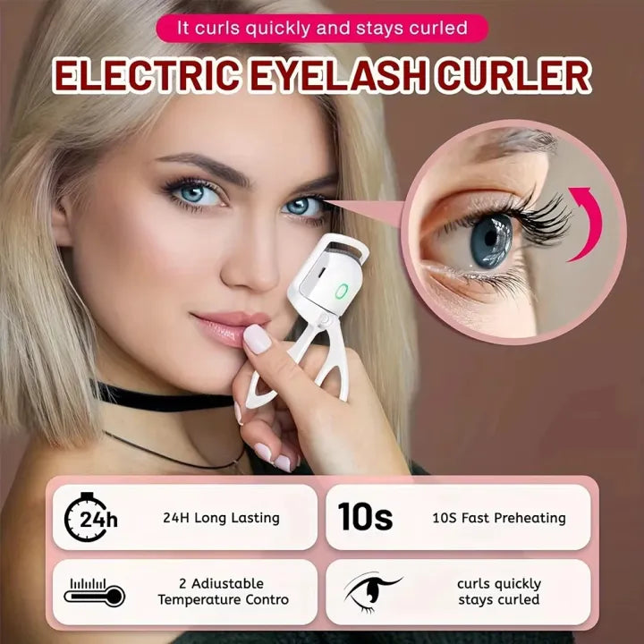 Portable Rechargeable Electric Eyelash Curler Heated Lash Styling Tool for Long Lasting Curling