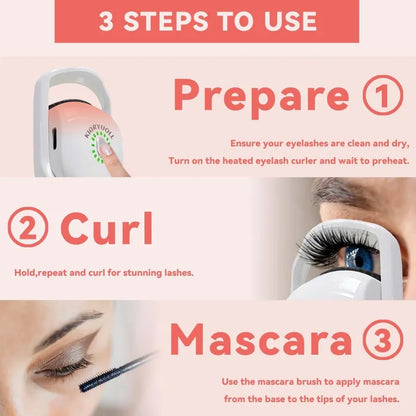 Portable Rechargeable Electric Eyelash Curler Heated Lash Styling Tool for Long Lasting Curling