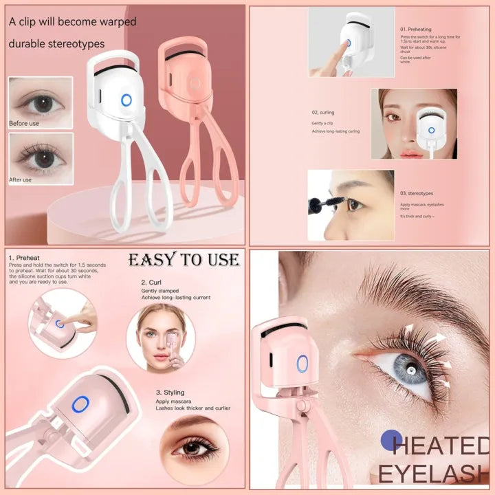Portable Rechargeable Electric Eyelash Curler Heated Lash Styling Tool for Long Lasting Curling