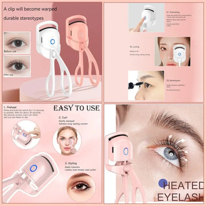 Portable Rechargeable Electric Eyelash Curler Heated Lash Styling Tool for Long Lasting Curling